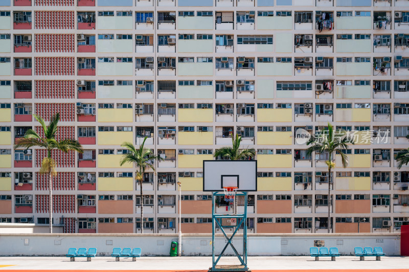 中国香港社区彩色建筑风光