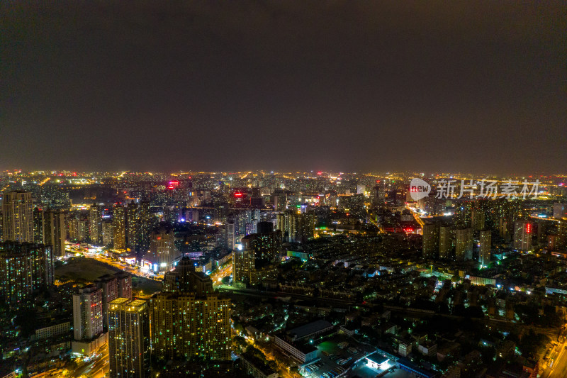 航拍安徽合肥城市夜景交通