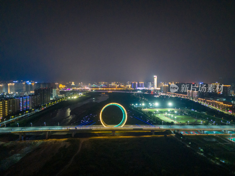 陕西宝鸡城市风光航拍图