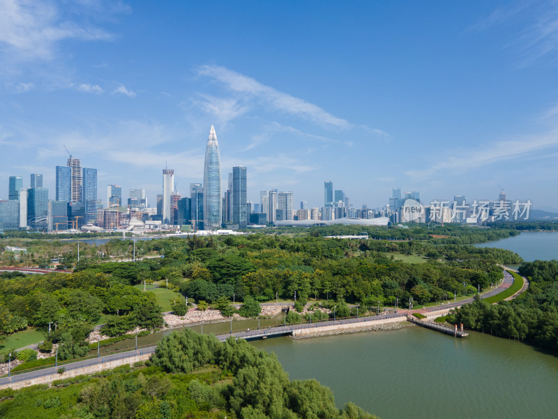 航拍广东深圳南山后海总部基地风光