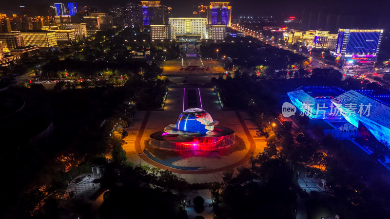 江西上饶城市夜景灯光航拍