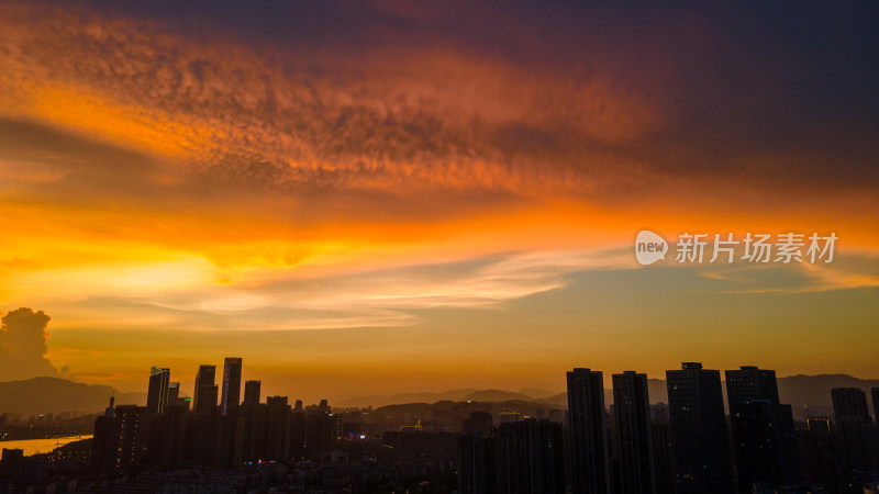 夕阳福州城市风光