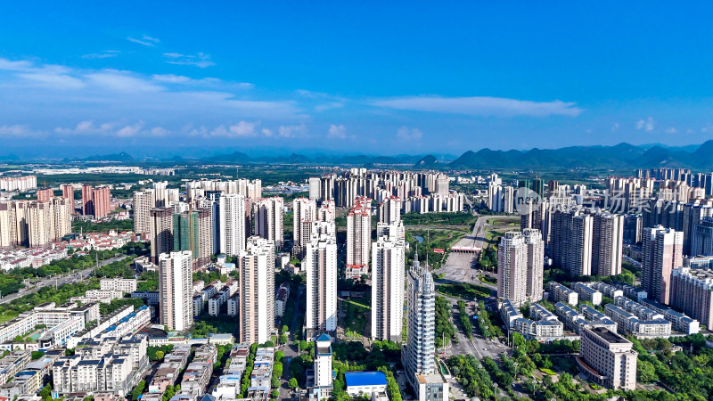 广西来宾城市建设城市大景航拍图