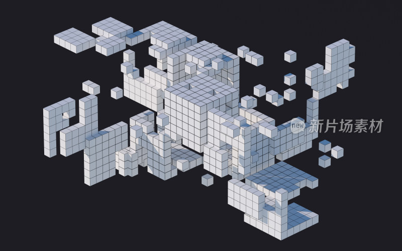 抽象方块几何体 3D渲染