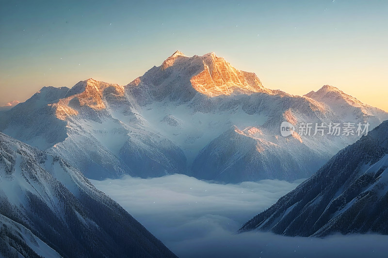 雪山风景冬天天空户外