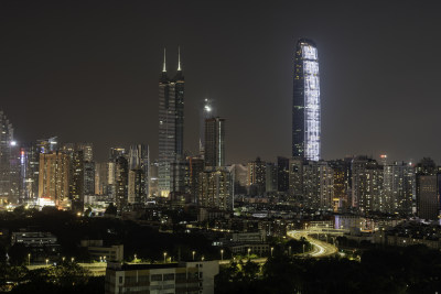 深圳罗湖地王大厦和京基100的夜景