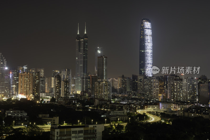 深圳罗湖地王大厦和京基100的夜景