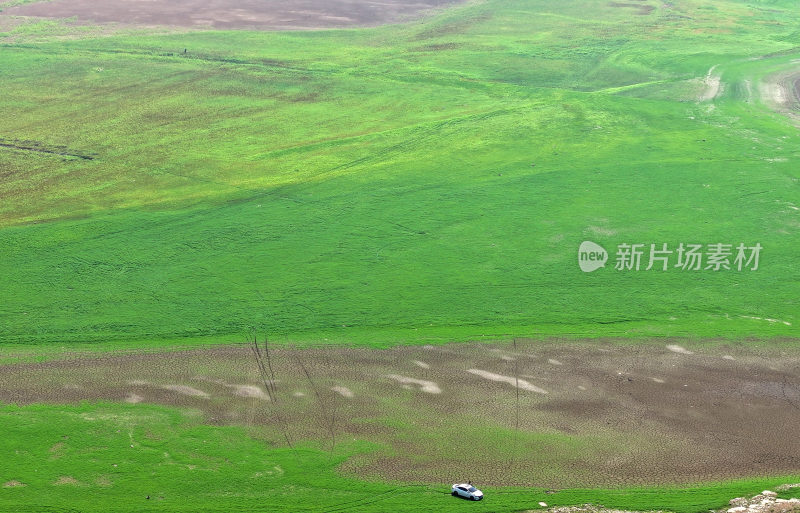 山东枣庄周村水库湿地草原风光