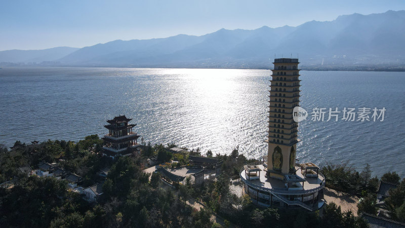 山水禅意大理洱海边罗荃半岛航拍