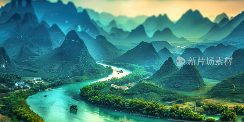 桂林山水移轴摄影
