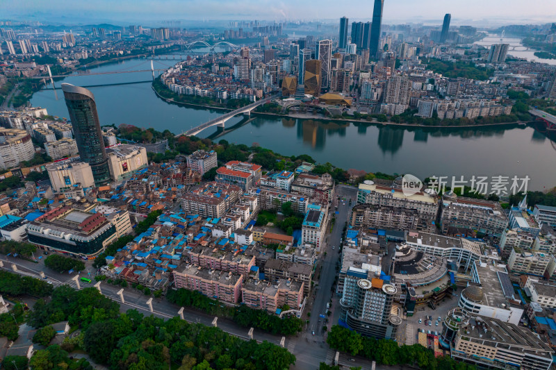 广西柳州城市清晨风光航拍