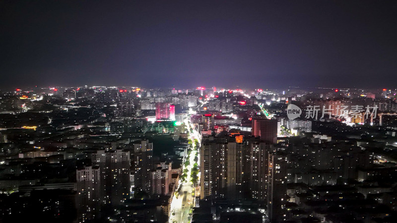 江西抚州城市夜景灯光交通航拍图