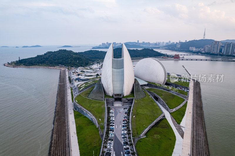 广东珠海大剧院野狸岛日月贝航拍