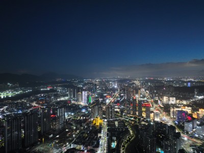 航拍深圳城市夜景