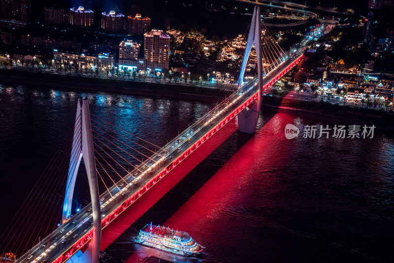 俯瞰重庆东水门长江大桥夜景