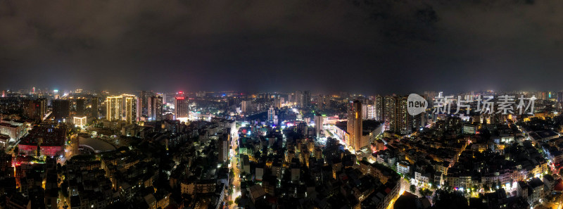 广西钦州城市夜景航拍全景图