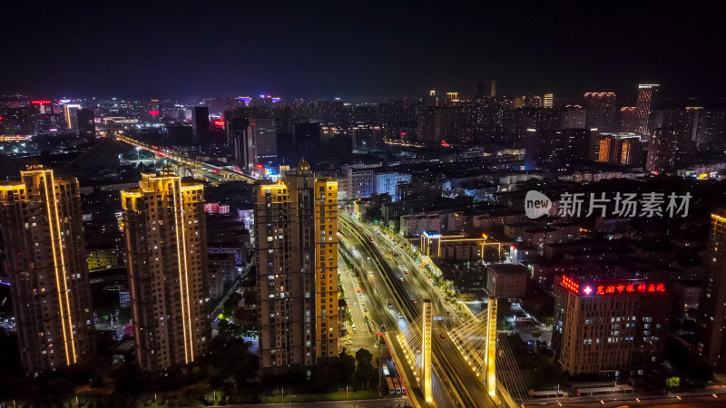 安徽芜湖城市夜景灯光航拍