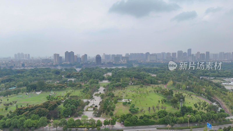 航拍四川眉山东坡城市湿地公园摄影图