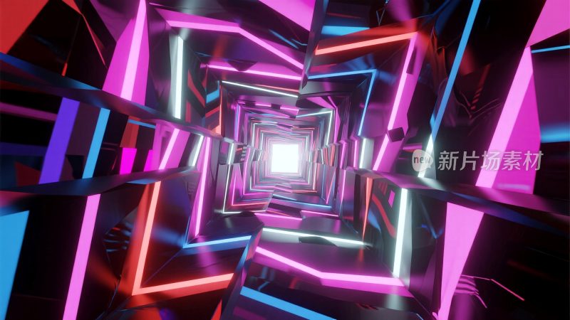 未来感霓虹光线隧道