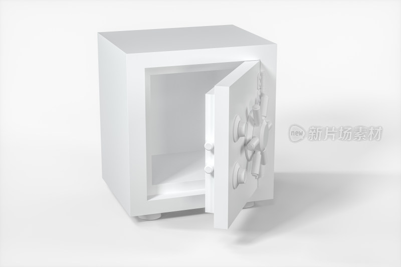 白色保险箱模型与白色背景 三维渲染