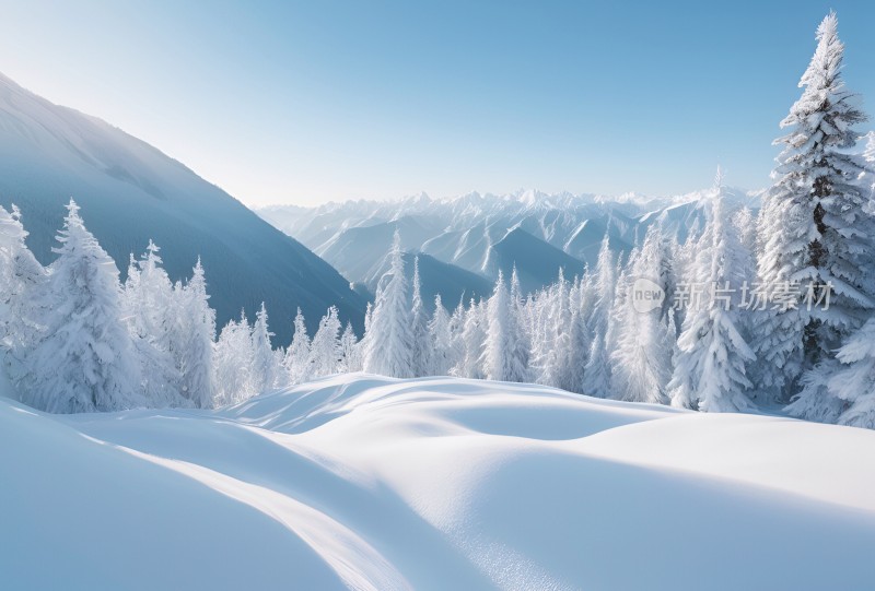 冬季森林白雪覆盖风景