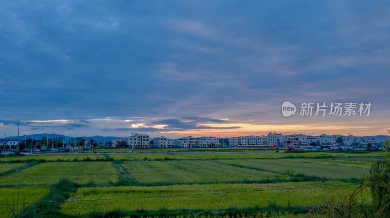 夕阳下的田园风光 沙提日落