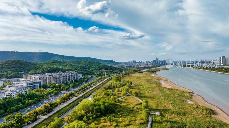 湖南长沙湘江橘子洲景区与湘江风光