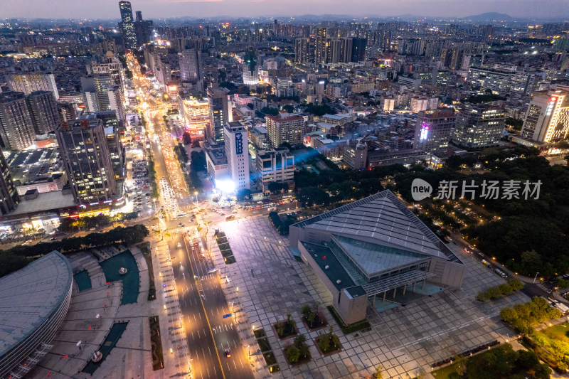 广东东湾夜幕降临夜景灯光航拍摄影图