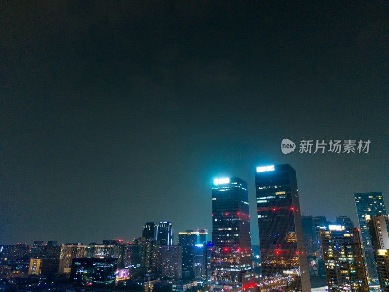 成都环球中心周边建筑夜景航拍图