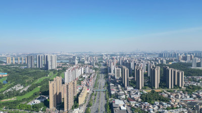 航拍广东江门大景江门城市建设