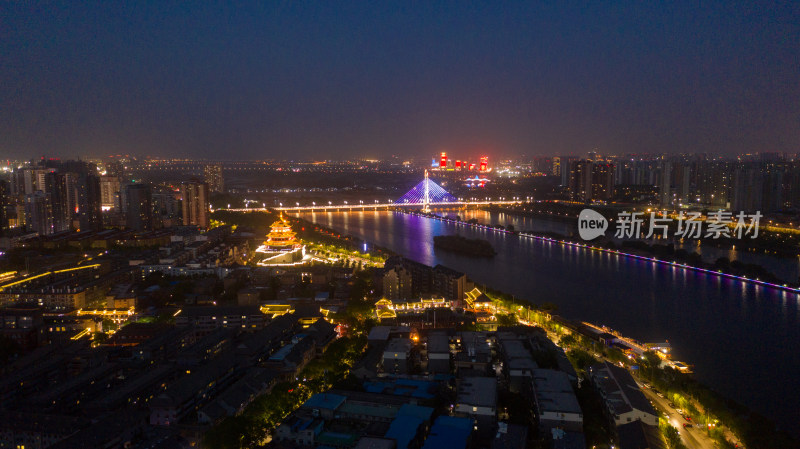 咸阳城市夜景航拍