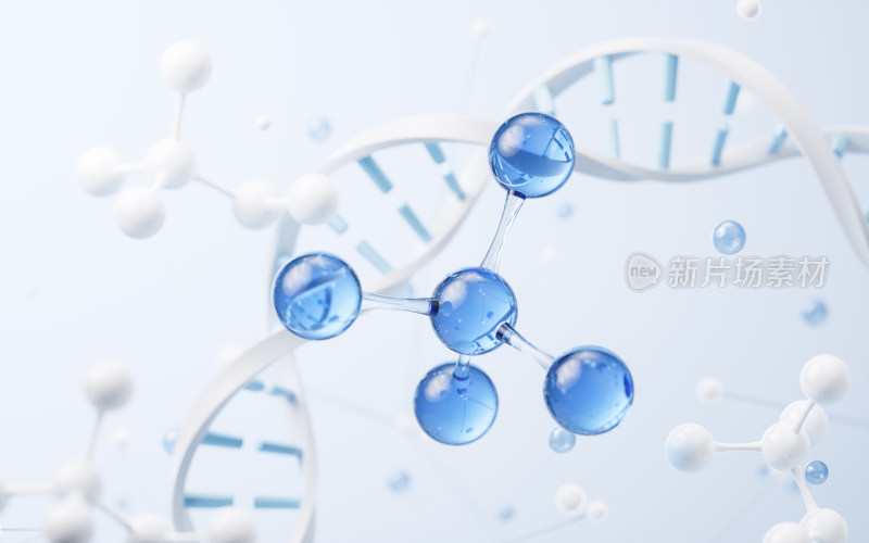 分子与生物科技概念3D渲染