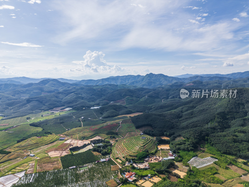 航拍云南西双版纳乡村田园风光