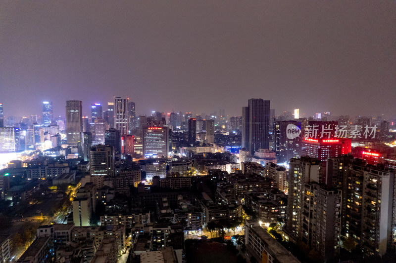 成都锦江区夜景灯光航拍摄影图