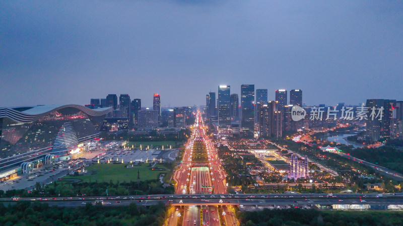 航拍四川成都天府大道夜景摄影图