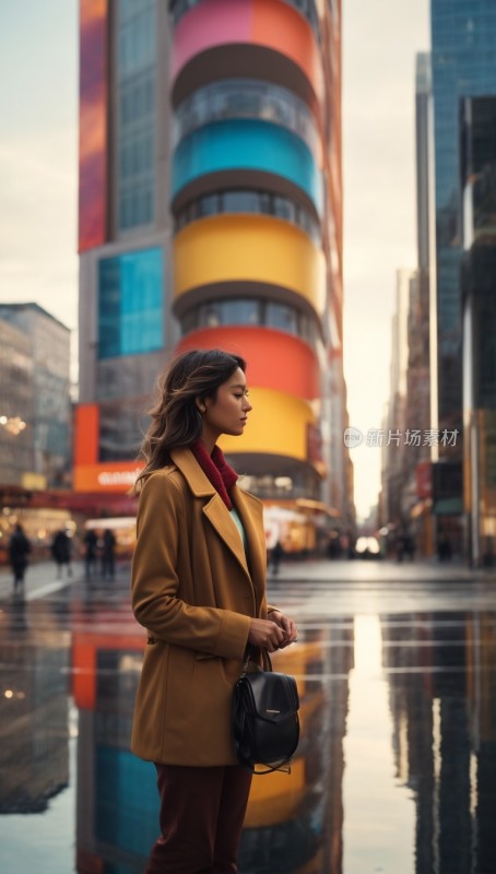 纽约都市街头商务女性特写背景