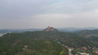 航拍四川遂宁观音故里灵泉寺