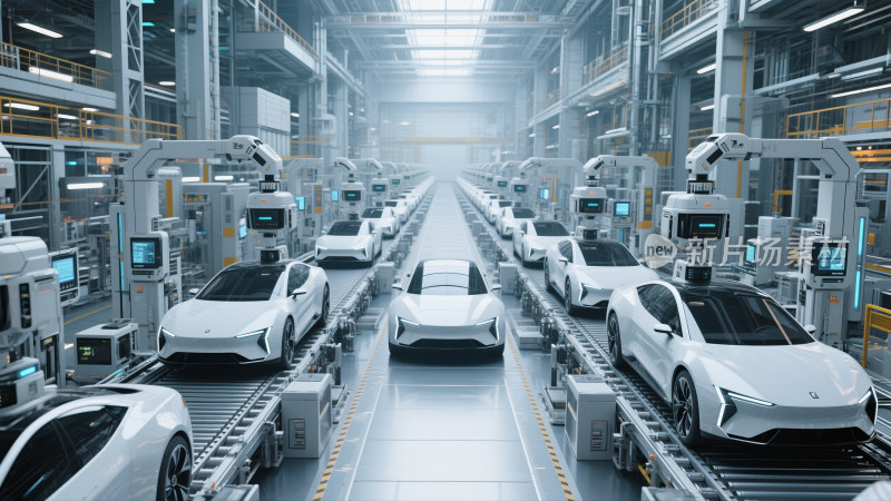 现代化汽车智能工厂生产线