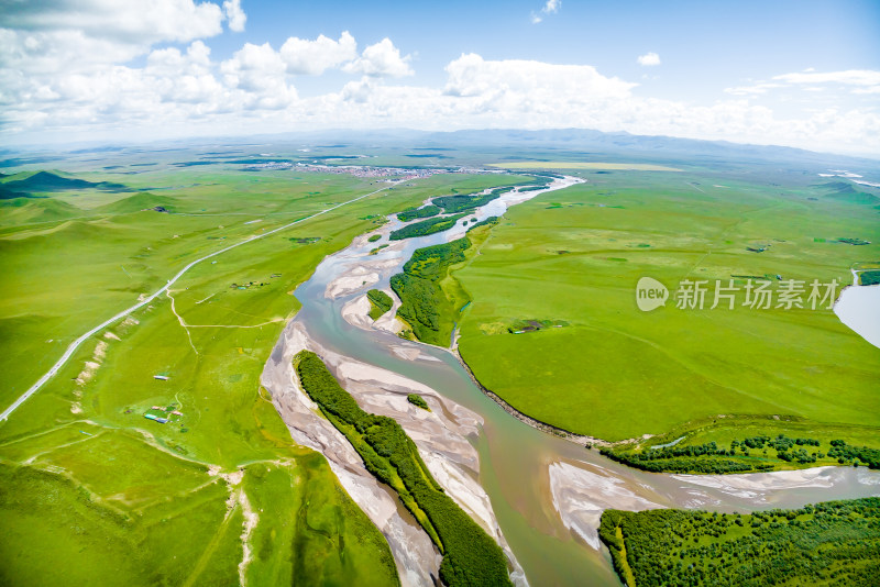 中国黄河九曲第一湾若尔盖草原航拍