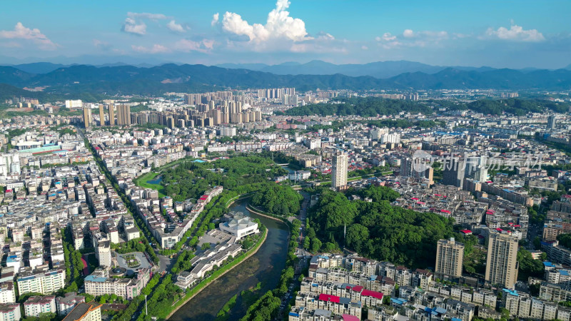 航拍江西萍乡城市天际线萍乡大景