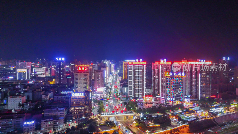 陕西安康夜景安康大桥路夜景航拍