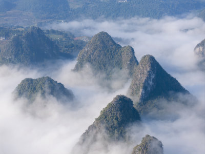 桂林漓江山水日出云海大气日出航拍