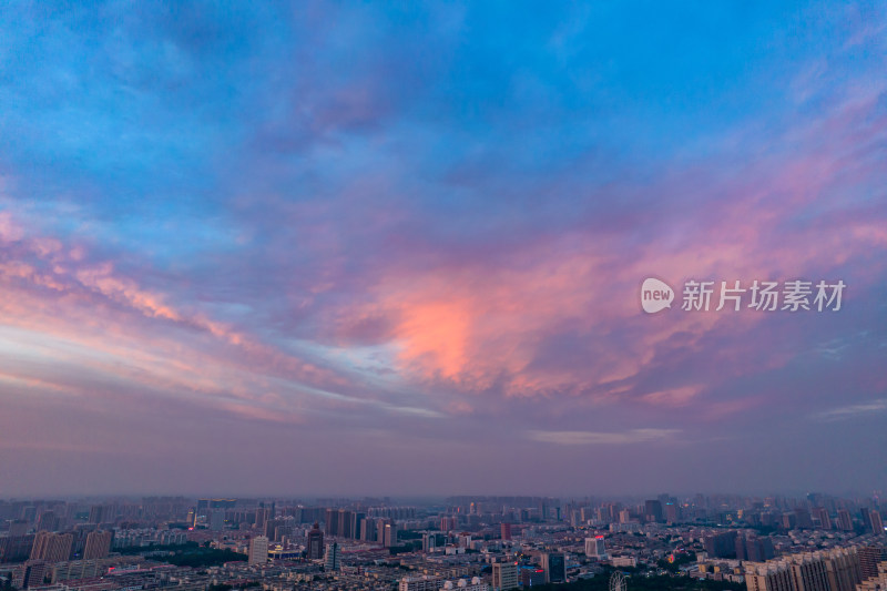 山东济南城市日落晚霞夕阳航拍摄影图