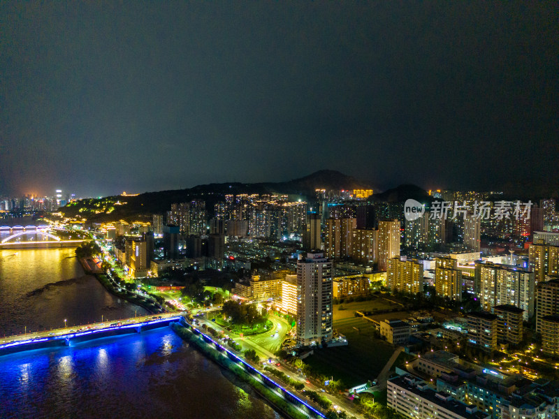 兰州黄河夜景航拍图