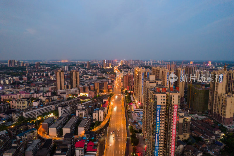 航拍衡阳衡州大道夜景