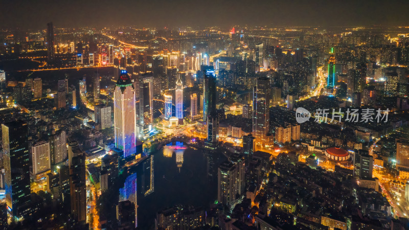 武汉汉口西北湖城市高楼群夜景