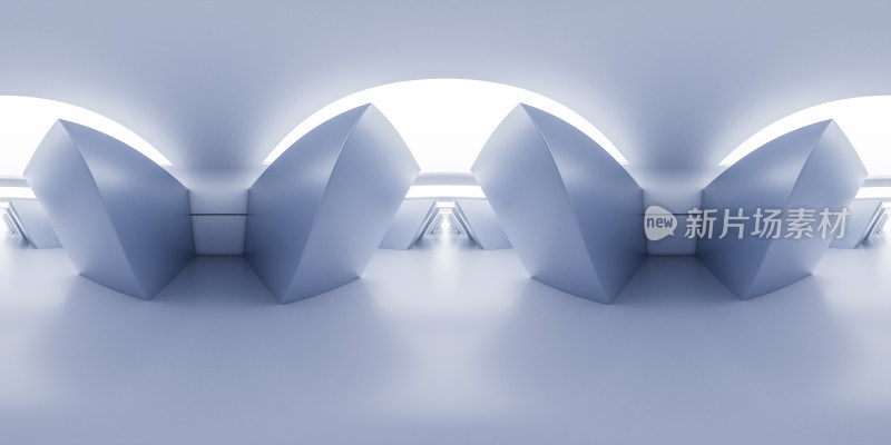 白色科技感隧道360度无缝全景3D渲染