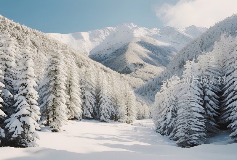 冬季森林白雪覆盖风景