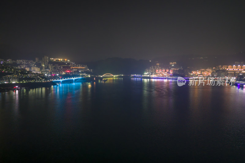 重庆市巫山县城市夜景航拍