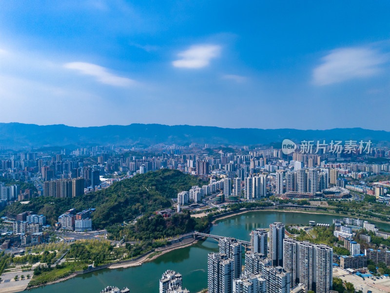 达州通川区城市建设航拍图